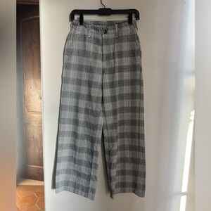 American Eagle Plaid High Rise Wide Leg Trouser Y2K Academia Officecore Gray 0